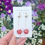 〈人気♡〉さくらんぼイヤリング・ピアス［クリアレッド］