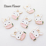 【D-0670】10pcs　ニンジンを持ったうさぎ　15×11mm　ピンク　チャーム