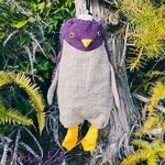 厚手リネンのペンギン巾着