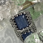 訳ありリング・・古代調レクタングル カイヤナイトring（銀古美・１０～２７号～）