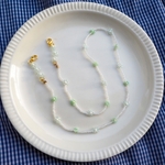 《ﾏｽｸﾁｪｰﾝ黄緑》フラワーマスクチェーン¦Flower mask chain Green