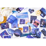 シール 星空と花火 写真 60枚 和紙 月 銀河 自然風景 幻想 コラージュ nebula