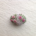 リネンと刺繍のバラのヘアゴム or ブローチ