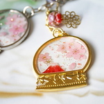 【和】春富士と桜のドームキーホルダー