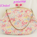 ｢upimaru様のご注文品｣☆気持ち華やぐがま口バッグ（特大！口金24・5センチ)(花柄♡)(ポーチ・クラッチバッグ・ハンドバッグにもなります＼(^o^)／）