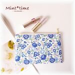 リバティ ポケット3つフラットポーチ 帆布 通帳ポーチ カード 印鑑 ケース LIBERTY*リバティ フェリシテ ブルー