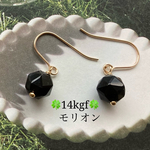 🍀感謝価格🍀【定番人気】✨再販21✨14kgf ✨キラキラ輝くモリオン（黒水晶）スターカットの一粒ピアス　1800円→1580円