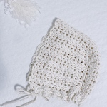 レース編みボンネット　cream color