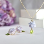 特集掲載　紫陽花ピアス/イヤリングとネックレスセット　パープル