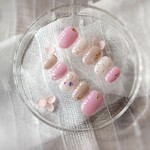 45☆フラワーとシェルの上品カラーネイル/ネイルチップ