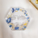 a24m46様専用🎈金箔×紫陽花と忘れな草　ゴールドガラスケースリングピロー