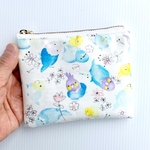 rinkana 121様リクエスト品❤️いんこ🦜ブルー　便利ラミネート　ミニポーチ　12cmファスナー