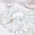 ラスト♡リボンケープ首輪💚レースたっぷり刺繍フラワー柄アイスミント💚
