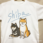 【SALE】柴犬白Tシャツ（二匹柄）