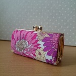ファッションピンクのお花柄　がま口ケース