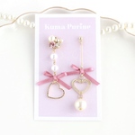 ピンクリボンとパールのピアス🎀イヤリング