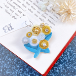 kirakira yellow丸花 ビーズ刺繍ブローチ