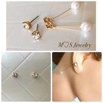 ＊再販＊【揺れるパール付きキャッチ】クリスタルピアス