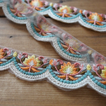 【50㎝カット済み】チュール刺繍リボン   インド刺繍リボン　【イエロー】
