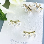 No.6  ワンコイン  3連パールピアス／イヤリング(入学式ピアス、入学式イヤリング) シンプルピアス 上品ピアス パール 1000円以上送料無料