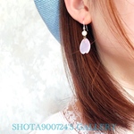 🌸Thanks100🌸［再販4]桜とパールの耳飾り🌸　ピンクガラス　ピアス　イヤリング　樹脂ピアス　ノンホールピアス　🌸　#桜　パール　春　パステルカラー　
