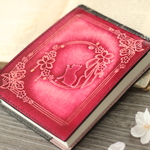 【ピンク色】猫と桜の洋古書風メモ帳バッド