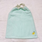二つ折タオルエプロン 緑　レモン刺繍