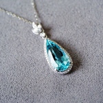 「海の水」K18 天然アクアマリン　天然ダイヤモンド　幸福・富・聡明　3月誕生石　2.3ct ペンダントのみ　オーダーメイド