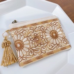 【再販】インド刺繍のファスナーポーチ