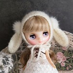 ミディブライス♡ふんわりモヘアのたれ耳帽子～ホワイト
