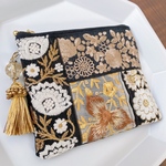 インド刺繍のパッチワークファスナーポーチ
