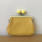 ＊ｙ様ご予約品＊【送料無料】ぱかっと開くとお部屋が3つの親子がまぐち♪あめ玉口金の四角い本革ミニ財布