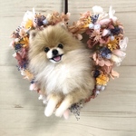 juichi0101様専用　羊毛フェルト　ポメラニアン のフラワーハートリース