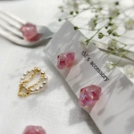 モルガナイトピンク✳︎結晶✳︎イヤリング・ピアス/パール✳︎チェーンイヤーカフ　セット商品　贈り物にも