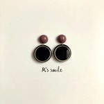 【再販‼︎】大人かわいい☆くすみピンクとブラックの相性ばっちりピアス.イヤリング 樹脂ピアス.樹脂イヤリング ノンホールピアス.ノンホールイヤリング
