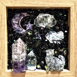 ✨星に願いを✨ネコ✨浄化のオブジェ✨オルゴナイト✨オブシディアン　アメジスト　水晶