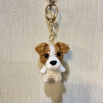 編みぐるみ犬キーホルダー：ジャックラッセルテリア