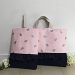 sale💕 半額🌸ちょうちょ《可愛いデニムフリル》♡レッスンバッグ・上履き入れの２点セット☆入園入学セット・女の子
