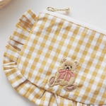 テディベア刺繍 ポーチ ファスナーポーチ 