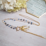 天然石とツバメのマンテルネックレス値下げ