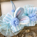 再販☆入園入学♡クリスマス♡推し活リボン♡大人気💛ゆめかわりぼん♡うさぎ耳ふわふわ♡キッズリボン♡プチギフト⭐️オーガンジー💛ポンポンヘアゴム２点セット