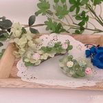 母の日ギフトへ   紫陽花で作ったクローバー畑のバレッタとスカーフ止めセット♪