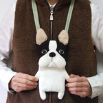 フレブルちゃんのスマホバッグ　フレンチブルドッグ パイド 白黒色 ぬいぐるみ ポシェット スマホ ショルダーバッグ