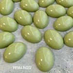 6個 オーバル アクリル カボション カーキ