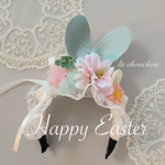 Happy Easterボンネットカチューシャ(ブルークローバー)♡春♡イースター♡犬猫用アクセサリー♡ペット用アクセサリー♡カチューシャ♡トリミング♡撮影用♡おうち撮影