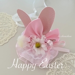 Happy Easter うさぎさんのヘッドドレス（ピンク）♡イースター♡キッズ♡ベビー♡ベビークラウン♡バースデークラウン♡誕生日♡写真撮影♡プレゼント♡ペット用アクセサリー♡ヘッドアクセサリー