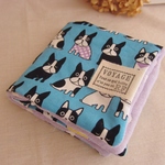再販*６重ガーゼ大判ハンカチ*turquoiseFrenchdog