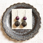 輸入ビーズ揺れるアンティークデザインピアス(イヤリング) ワイン×ブラック×ゴールド