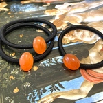 天然石 カーネリアンの髪飾り（ヘアゴム）パワーストーン   -carnelian