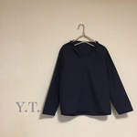 ネイビー タイプライターコットン ブラウス